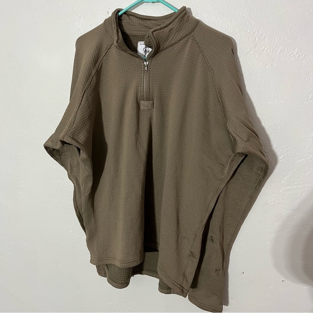 Micro Grid Fleece Military Mid Layer 1/4 Zip Pullover Sweater Jacket Shirt XL